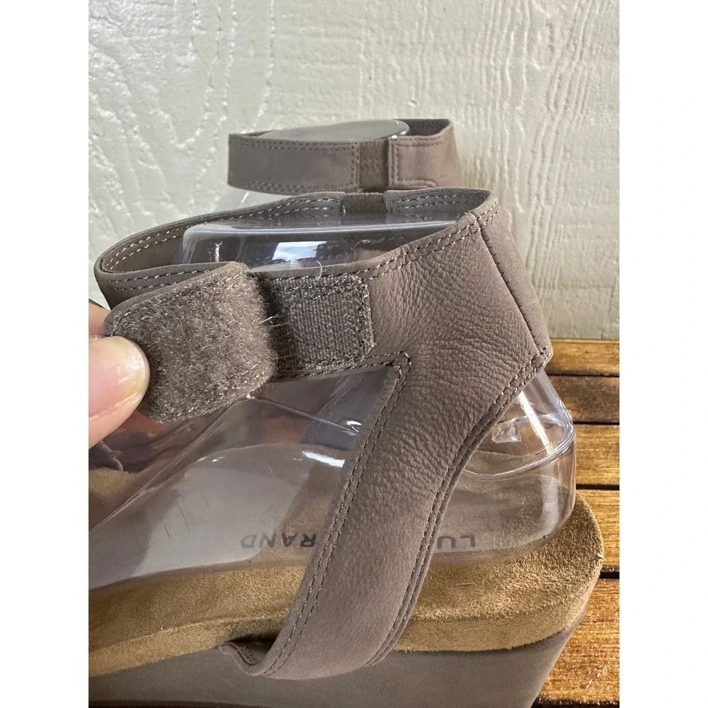 Lucky Brand Wedge Sandals Women's 9M Ankle‎ Strap Casual Taupe Shoes